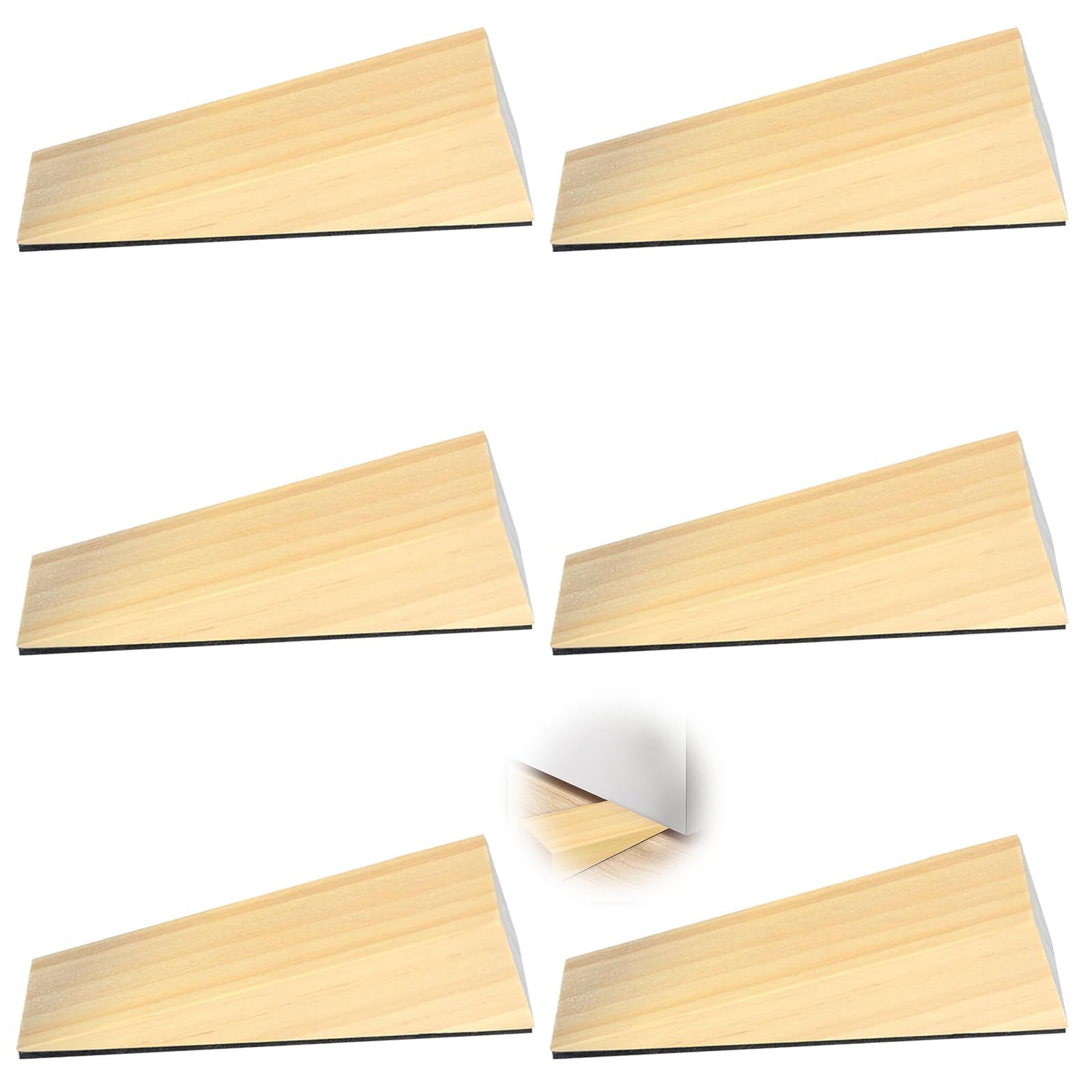 Rudfovn 6 Pcs Door Wedge for Floor, Wooden Non Slip Door Stoppers for Most Door Types and Surfaces