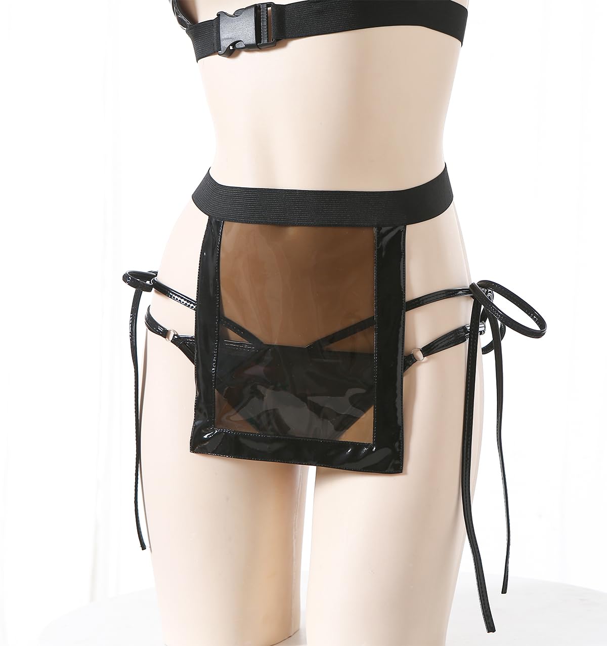 SINROYEE Sexy cat outfits for women Anime Leather Lingerie Set Devil Outfit Cosplay Costume Halloween Kawaii Bra Panty Gothic: Black