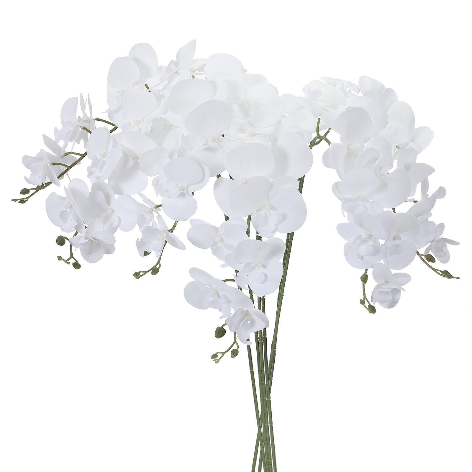 PATIKIL Tallos De Orquídea Artificial 41", Paquete De 6 con 9 Cabezas Flores Falsas Phalaenopsis con Tacto Real Rama De Orquídea Falsa para Jarrón Decoración De Hogar Y Bodas, Blanco