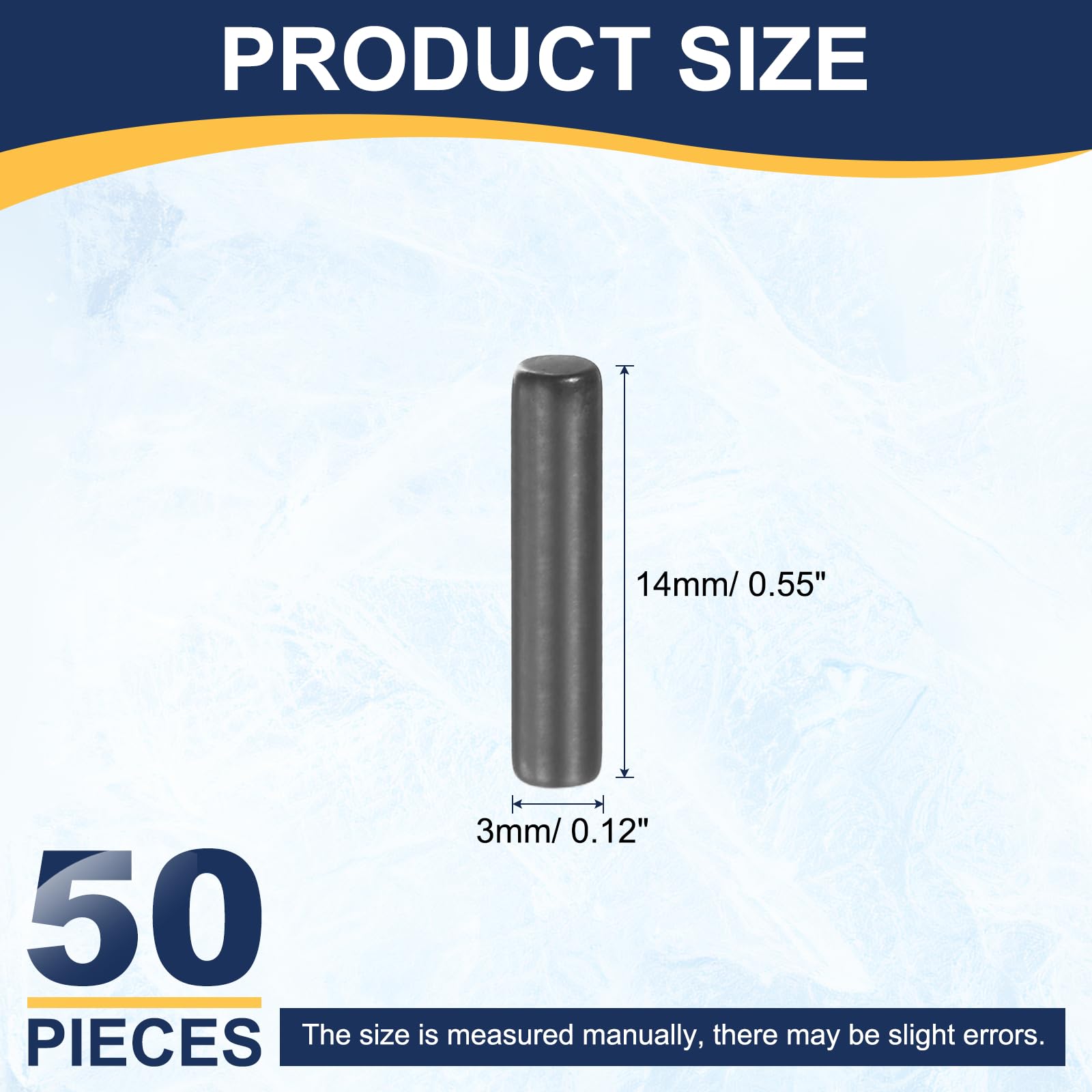 QUARKZMAN 50Pcs Spinotti Cilindrici 3mm x 14mm, Supporti Mensola in Acciaio Inossidabile 304 con Estremità Smussate, Elementi di Fissaggio Metallici per Mensole, Nero