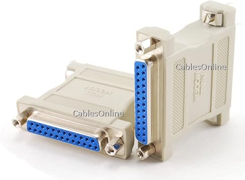 CablesOnline DB25 - Adaptador de transferencia de datos hembra a hembra para módem nulo, cambiador de género, (paquete de 2) (AD-N03-2)
