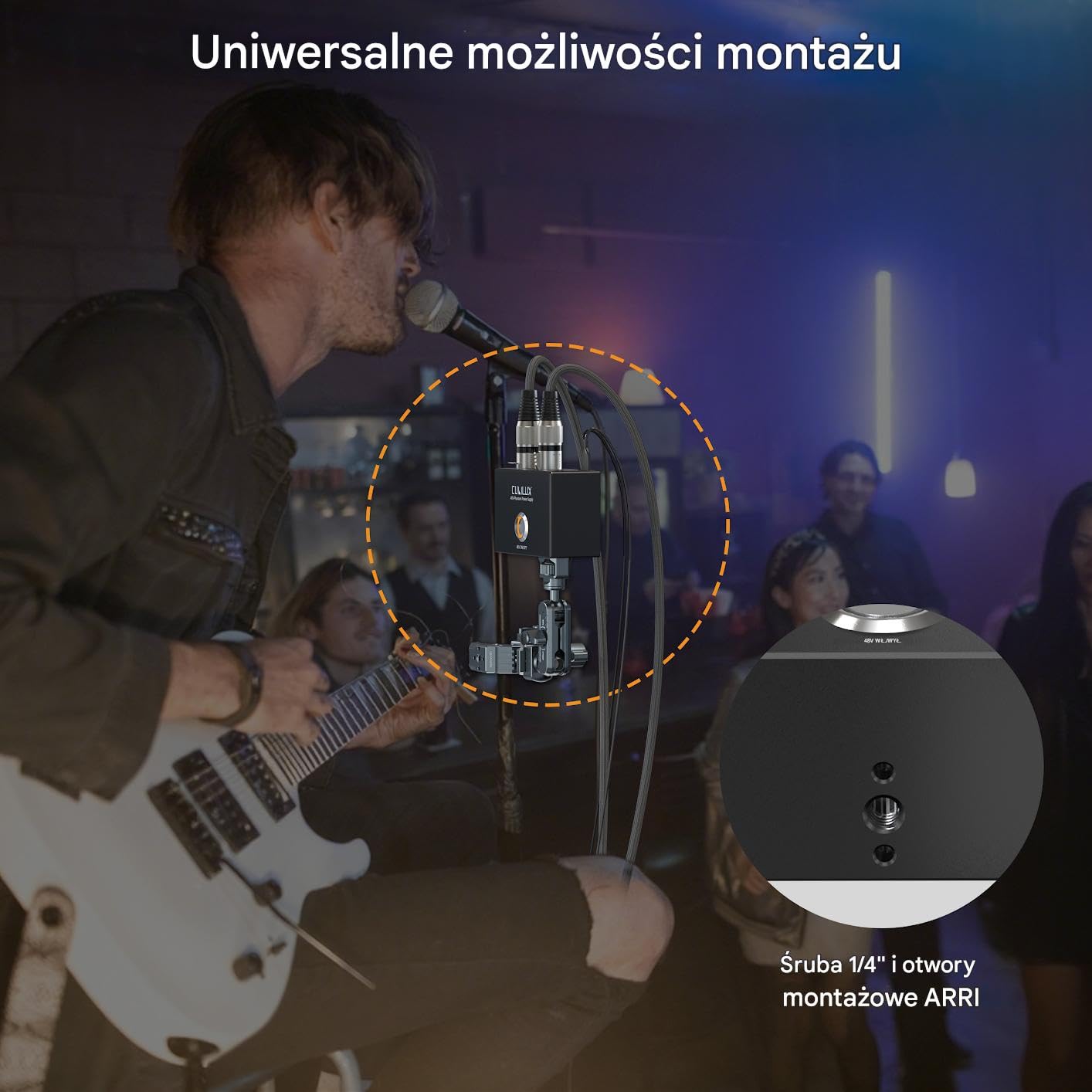 Cubilux MPX-1 Zasilanie Phantomowe 48V Z Kablem Zasilania USB C Przenośne Zasilanie Z Całkowitym Stopem Aluminium Z Portami Wejścia Wyjścia XLR I Otworem Montażowym Arri Locating 1/4 Cala Dla Mikrofon