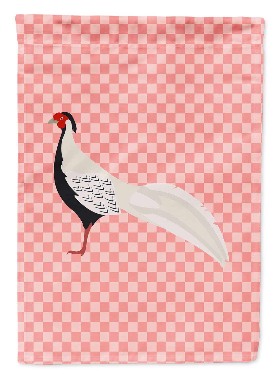 Caroline's Treasures BB7929GF Silver Pheasant Pink Check Flag Garden Size , Small, multicolor
