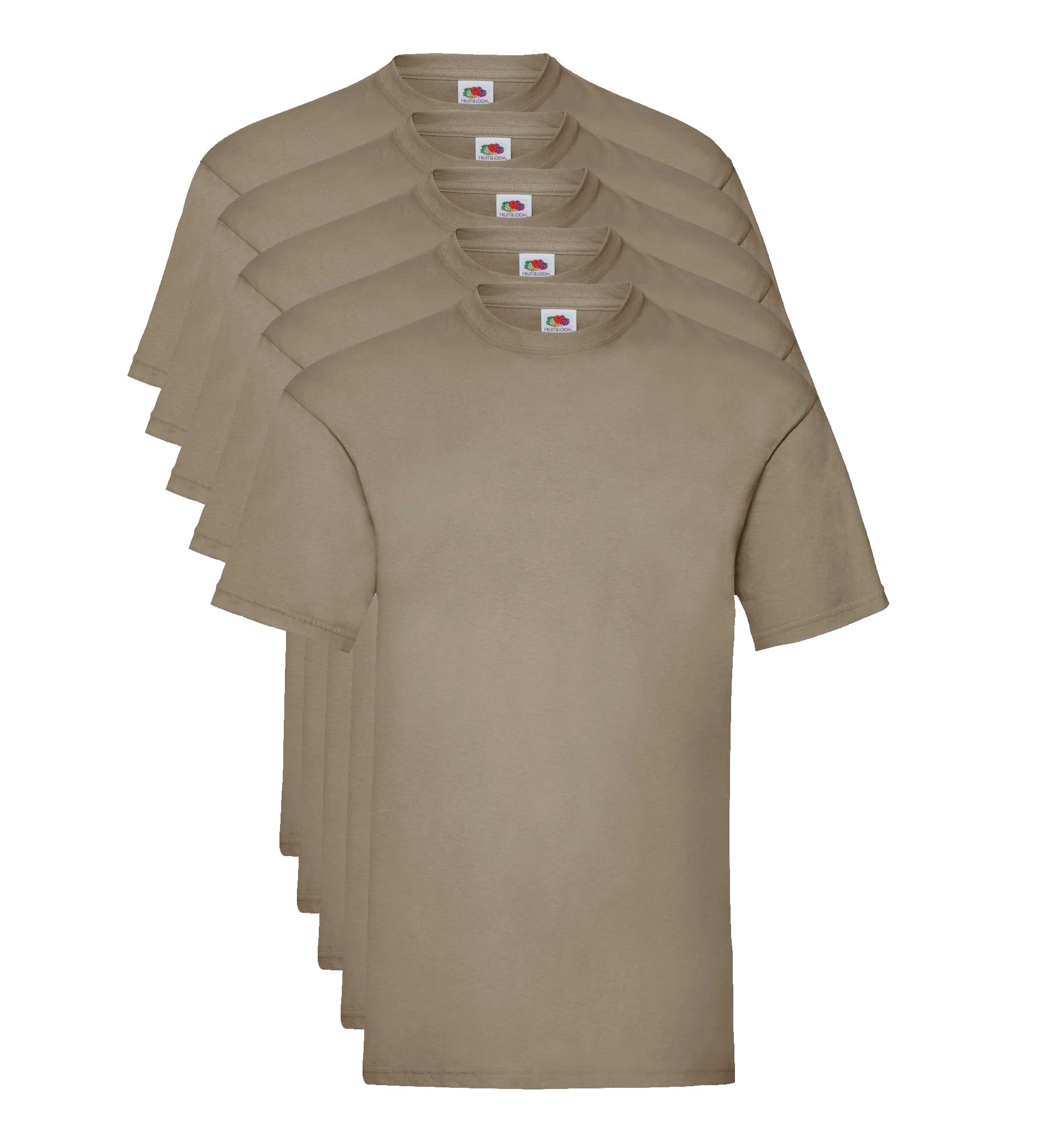 Fruit of the Loom Men's Valueweight 5 Pack T Shirt, Green (Khaki 3m), XXL UK