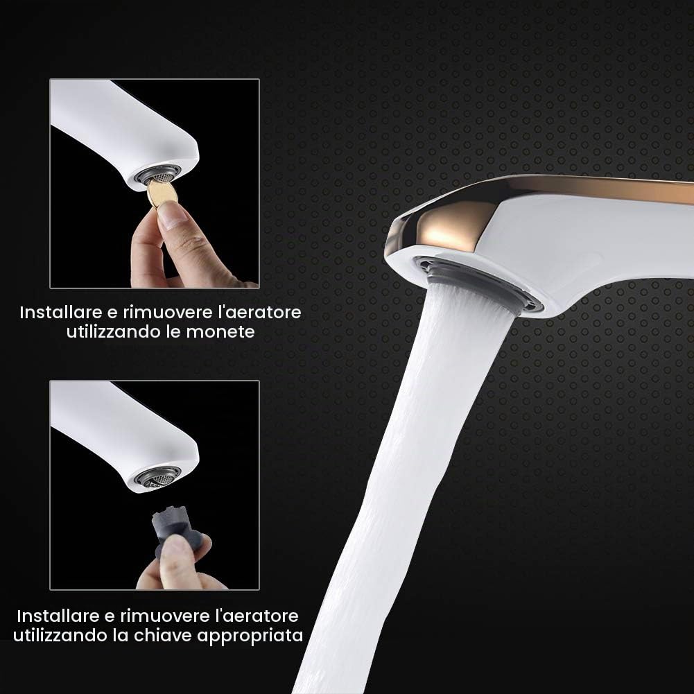 GRIFEMA G1001W Lyon-Miscelatore Lavabo, Rubinetto Monocomando per Bagno, Bianca [Exclusiva Amazon] [Esclusiva Amazon]
