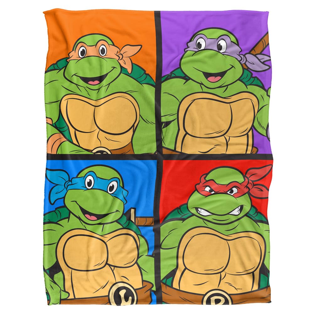 Amazon.com: TMNT 毛毯60 x 80 英吋TMNT 烏龜瓷磚絲滑觸感超柔軟毛毯: 居家與廚房
