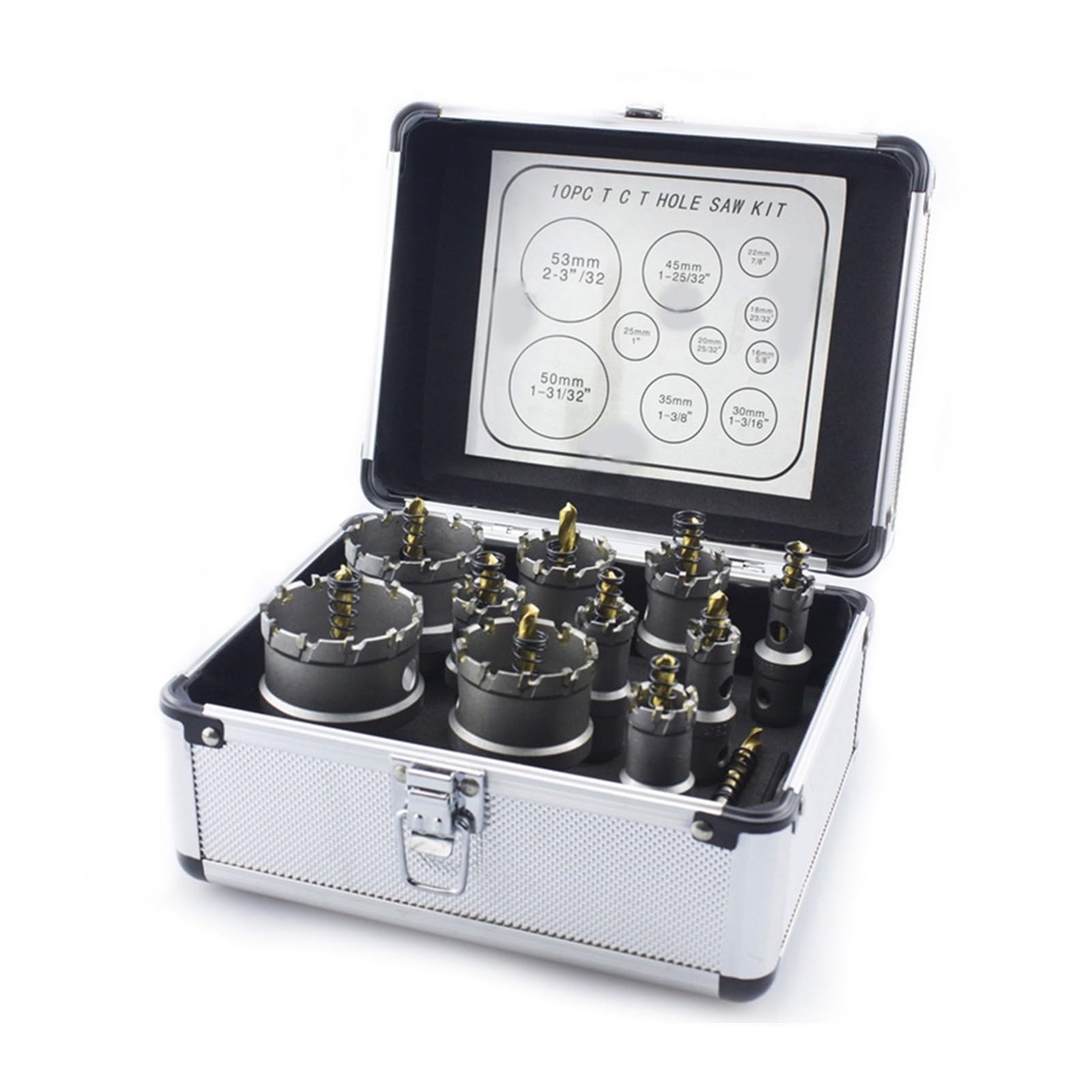 Set di punte for trapano apri fori da 16-53 mm, set for in carburo tungsteno 10 pezzi for acciaio/piastra metallica/piastra ferro/lega alluminio Per uso fai da te
