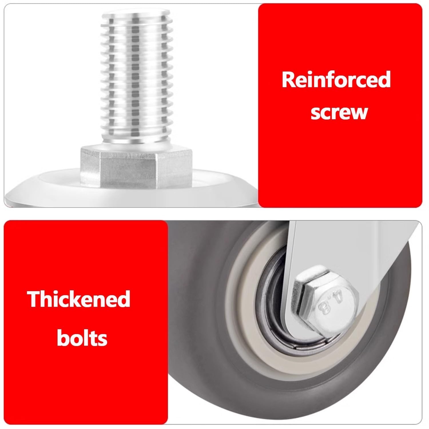 4 Pièces Roulette Universelle pour Meubles 75/100/125 mm, Tige Filetée M16, roulettes Caoutchouc Faible Bruit, Utilisé pour Le Petit Équipement Et Le Petit Mobilier(Brake,3inch)
