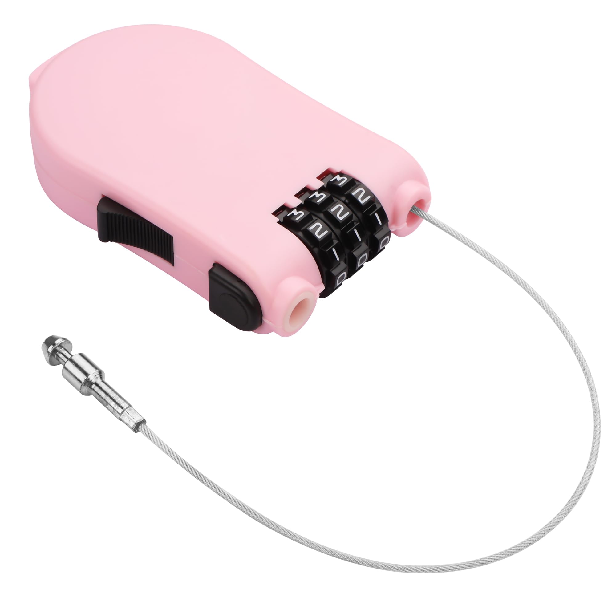 YAODHAOD Combination Cable Lock, Retractable Steel Cable Luggage Lock with 39inch Retractable Steel Cable 3 Digit Combination Lock Travel Bike Helmet