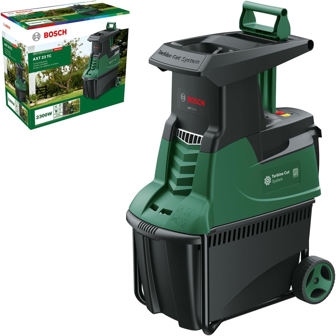 Bosch 2300W Quiet Corded Electric Turbine Shredder Mulcher, Fast Auto