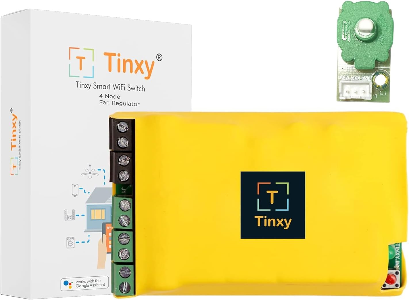 T Tinxy Device 4 Node with Fan Regulator. Retrofit Smart Switch for Home Automation, Works with existing switches. Compatible with Alexa and Google Home…