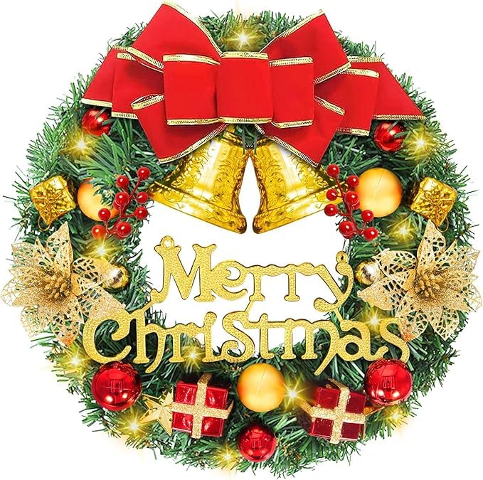 CIRULLI Weihnachtskranz,Weihnachtsgirlande mit Beleuchtung,30CM...