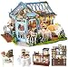 GOOCO Puzzle 3D Casa delle Bambole in Miniatura in Legno Kit Fai da Te Serie di Appartamenti Leggeri Case delle Bambole Accessori Case delle Bambole con mobili Scatola Musicale a LED