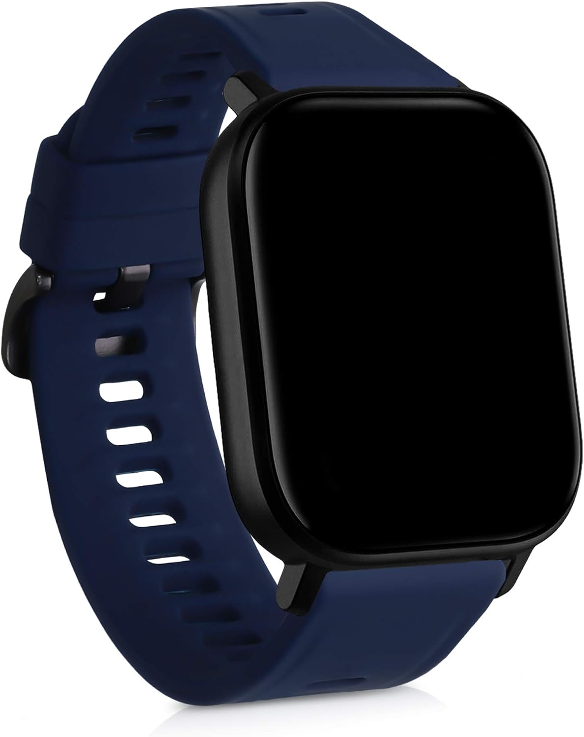 kwmobile 2x Straps for Huami Amazfit GTS 2 Mini Watch Strap - Silicone Replacement Watch Strap Set - Replacement Bands Black/Dark Blue - Image 3