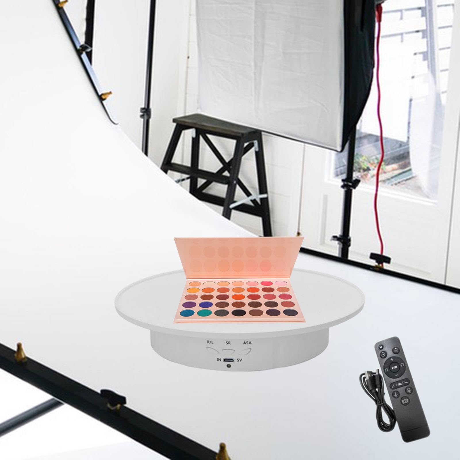 Présentoir Rotatif pour Bijoux, Plateau Tournant Motorisé pour Montres, Bijoux, Sacs, Présentoirs de Produits pour La Photographie, Blanc