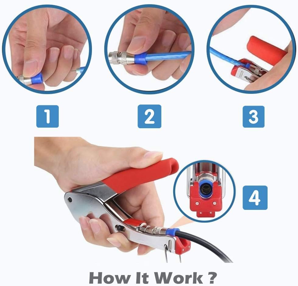 Best Deal Product Coaxial Compression Tool – TECHTOO Adjustable Coax Cable Crimper Tool Kit Compatible with RG6 RG59 RG11 75-5 75-7 Coaxial Cable Stripper with 20x F Coax Compression Connectors