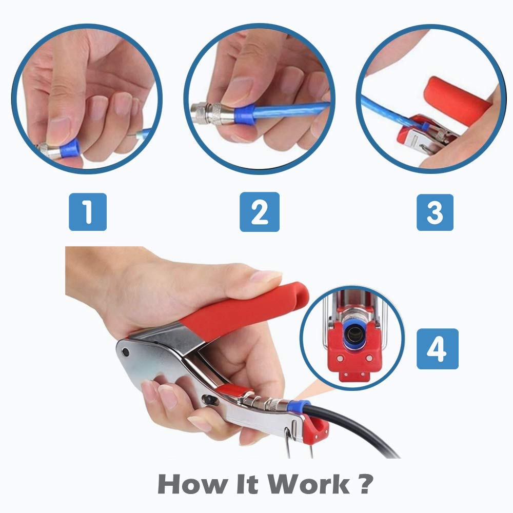 TECHTOO Coax Cable Tool Kit - Crimper Cutter Stripper For RG6 RG59 With 20 F Connectors