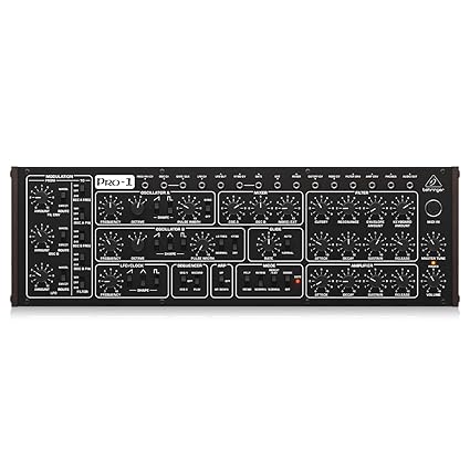 Behringer PRO-1 Analog Synthesizer with Dual VCOs, 3 Simultaneous Waveforms, 4-Pole VCF, Extensive Modulation Matrix, 16-Voice Poly Chain and Eurorack Format Black