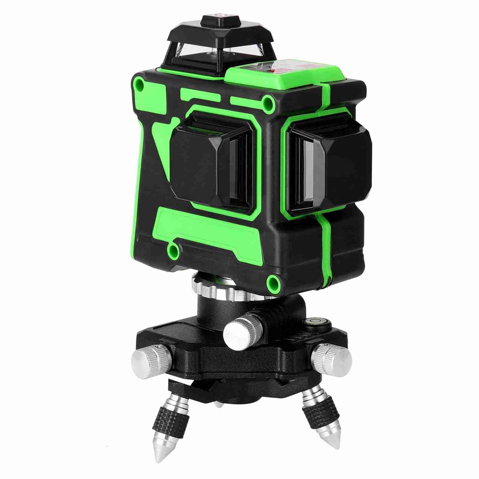 Bewinner Nivel Láser Autonivelante 3D de 12 Líneas, Haz Verde con Base Giratoria de 360° y Soporte de Trípode Ajustable, con Bolsa de Transporte para (multicolor)