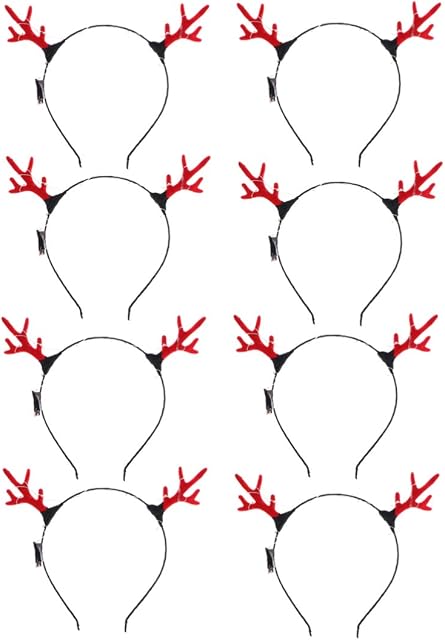 Minkissy 8Pcs LED Antler Headbands, Fashion Cute Reindeer Light-up Hairbands for Christmas Birthday Party Gifts