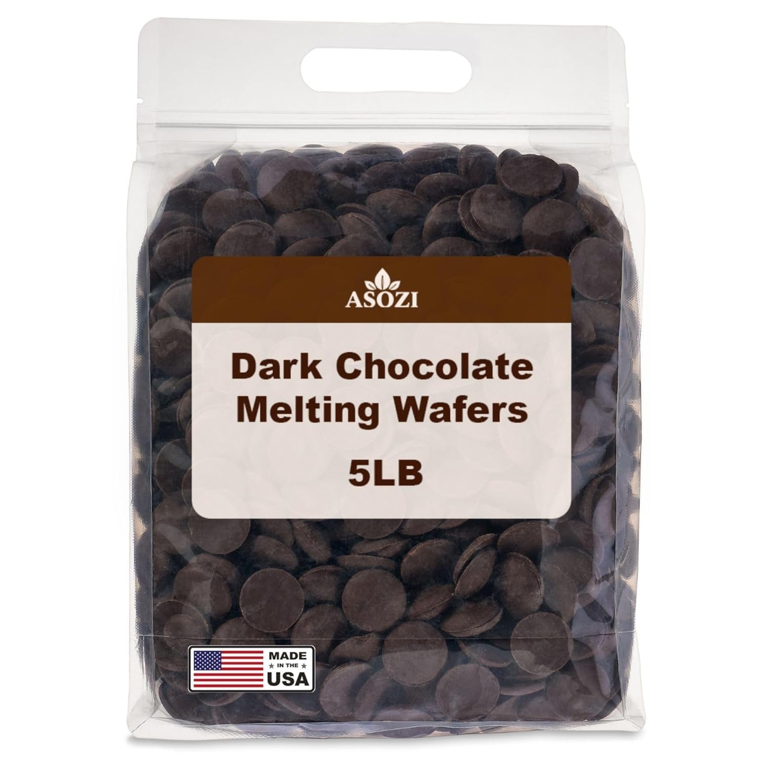 Dark Chocolate Melting Wafers - 5 LB Resealable Bag for Gourmet Chocolate Treats, Dubai Chocolate, Hot Chocolate, Baking, and Confections - Intense