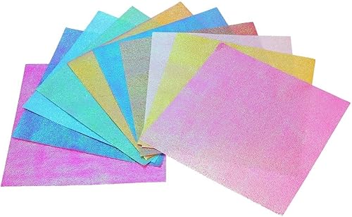 MAGICLULU 50 piezas de papel de cartulina con purpurina, perlado de doble cara, colores surtidos, papel brillante para manualidades, origami,