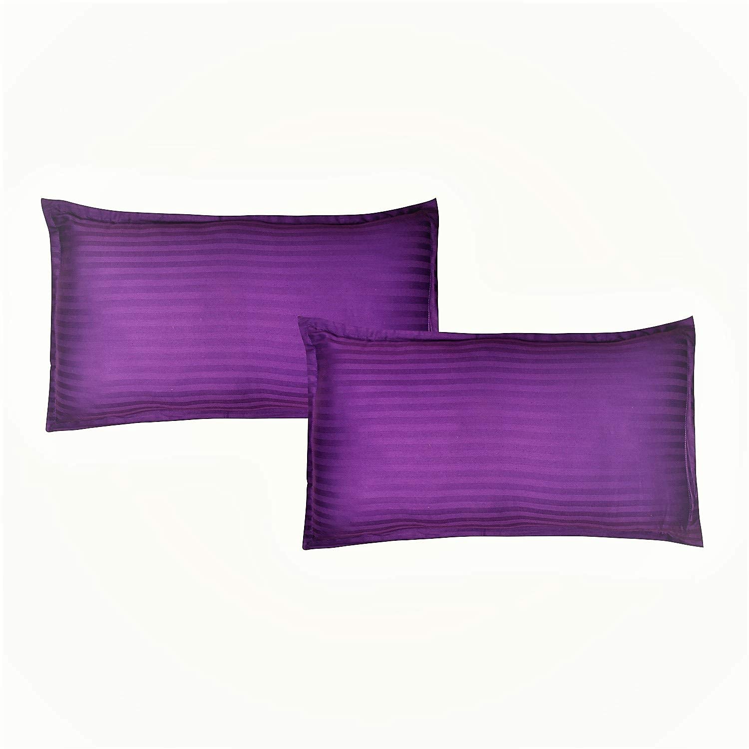 Trance Home Linen 200 TC 100% Cotton Standard Size 18x28 inch Satin Stripe Pillow Covers | Pillow Cases | Set of 2 Piece Pillow Covers only |Standard Size (Deep Purple, 18 X 28 inch)