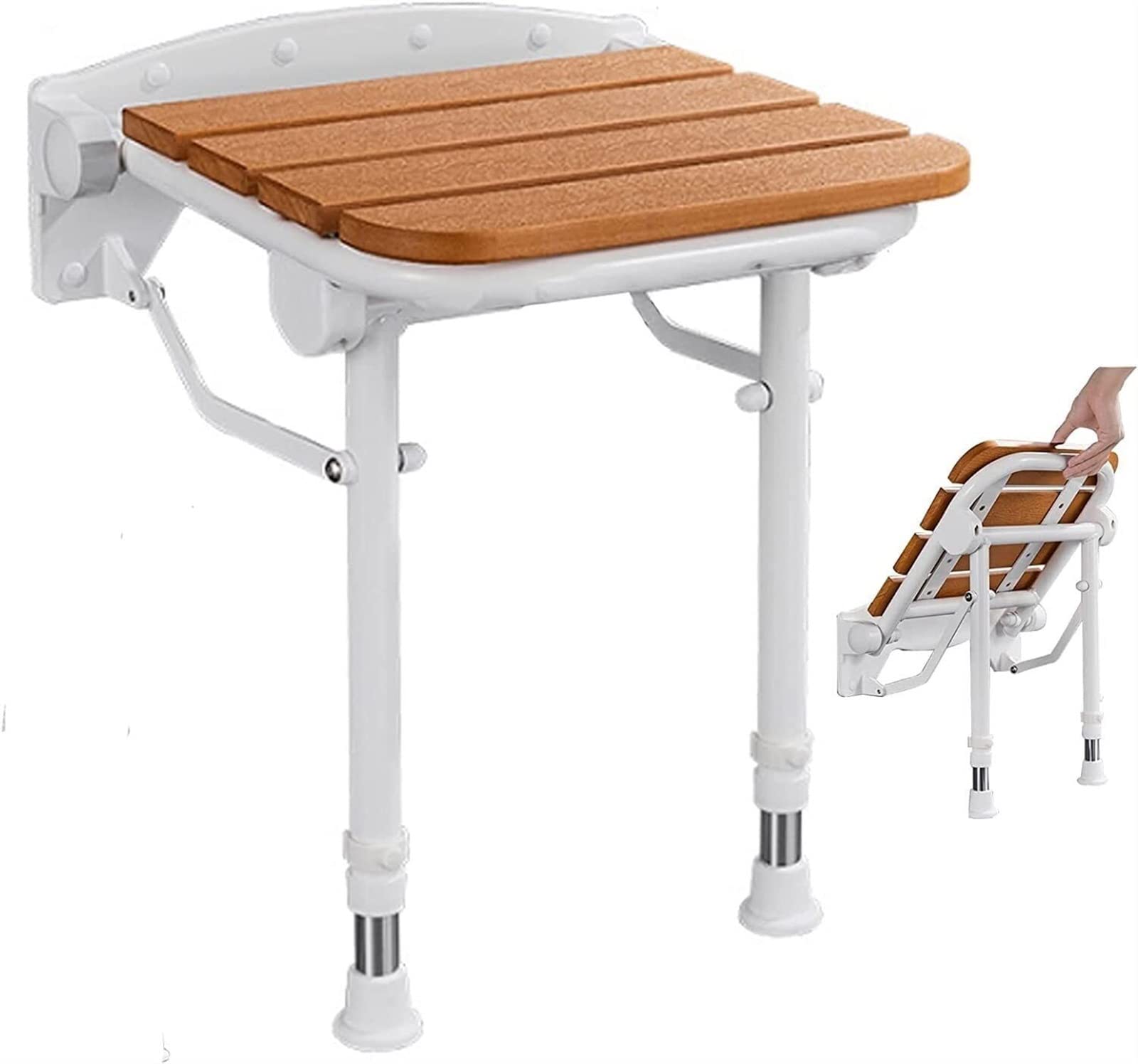 Sedie da Doccia per Vasca, Anziani Disabili Alità Limitata Sedile da Doccia Pieghevole con Piedini in Gomma Sedia Sgabello Pieghevole a Parete/White/33X29Cm