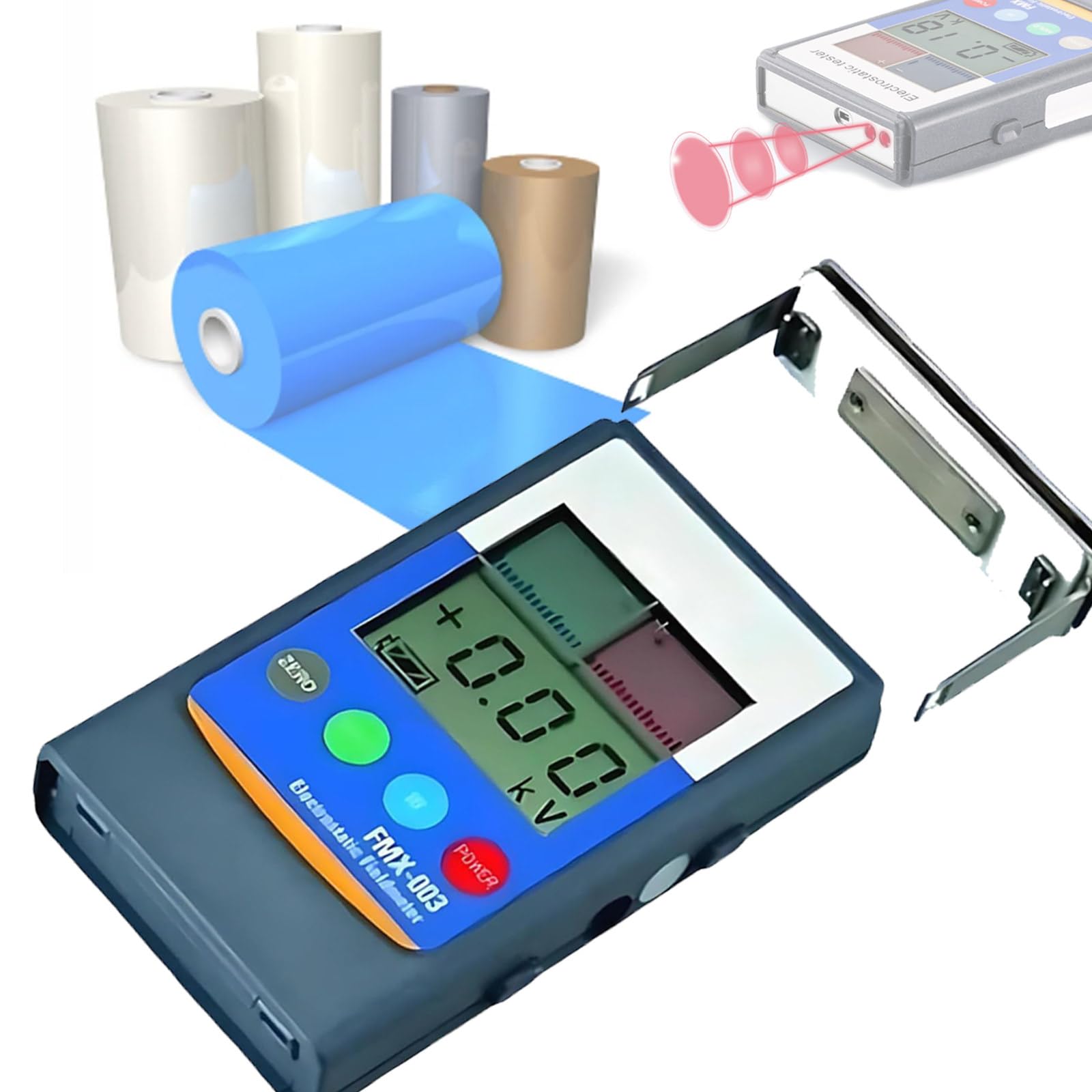Osnzyc FMX-003 /FMX-004 Static Meter,0-20kV/0-30kV Electrostatic Field Meter,Digital Dual LCD Indicators Ion Balance Tester,for Electronics & Manufacturing & Laboratory 20kv