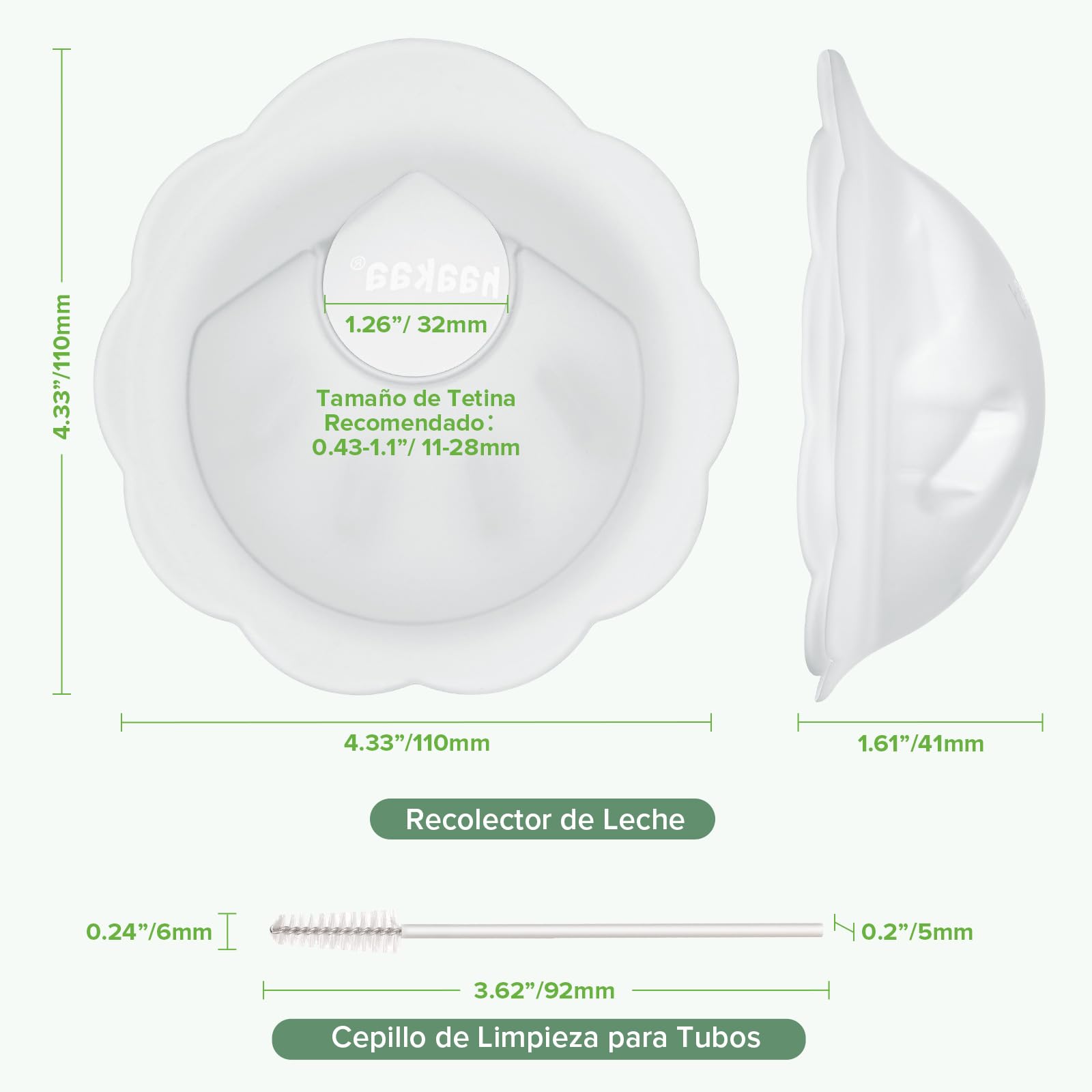 haakaa Petal Soft Silicone Leche Colector 丨 Copa de recolección de leche de conchas de mama reutilizables para la lactancia materna con cepillo de limpieza- 1PC