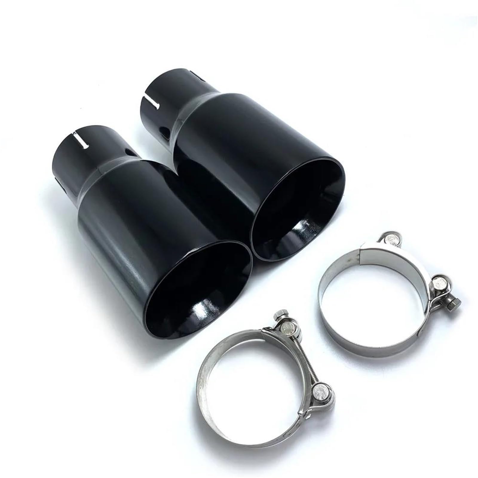 Terminale di Scarico 1 PC Car Nero Lucido Acciaio Inox Universale Scarico Marmitta Punta Tubo Finale Punta Scarico Auto Per Mazda(54 IN-89MM OUT)