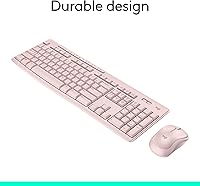Vista 5 de Logitech MK270 - Combo de teclado y mouse inalámbricos para Windows, 2.4 GHz, 8 teclas multimedia, PC, portátil, teclado inalámbrico y mouse Rosa