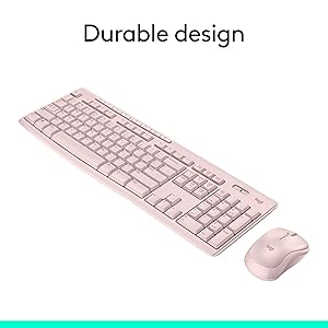 Logitech MK270 Wireless Keyboard and Mouse Combo for Windows, 2.4 GHz, 8 Multimedia Keys, PC, Laptop, Wireless Keyboard Compact Mouse Combo - Rose