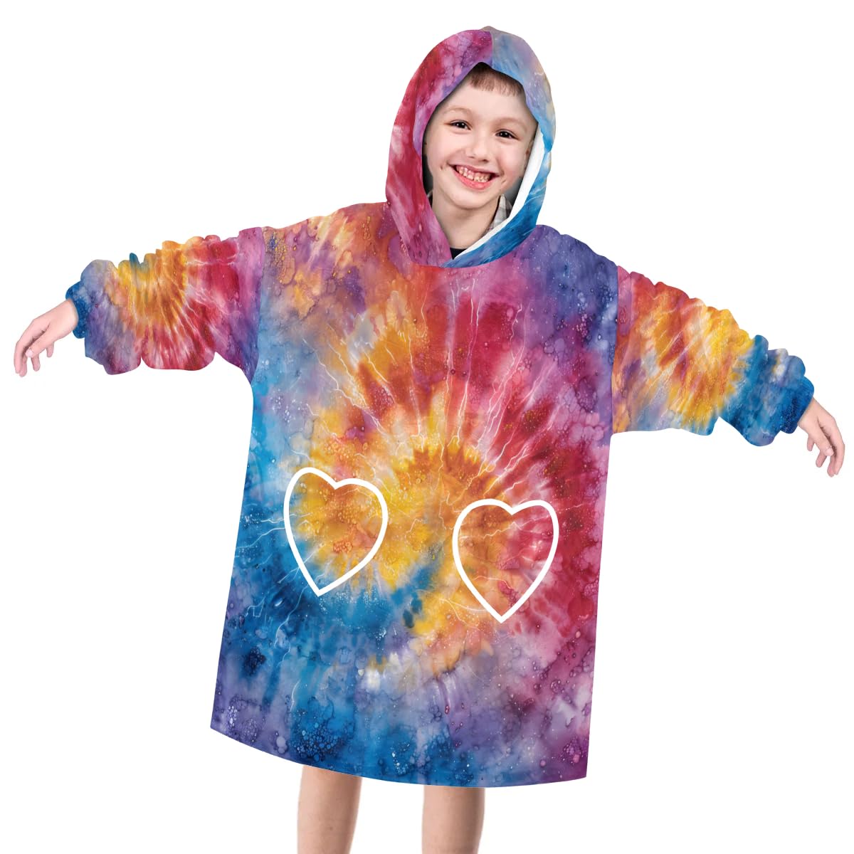 Pardick Wearable Blanket Hoodie for Kids, Ethnic Eye Fleece Sweatshirt Blanket Oversized Blanket Sweatshirt with Pocket Flannel Warm Hooded Blanket 6-10 Year Old Girl Boy Gift, One Size