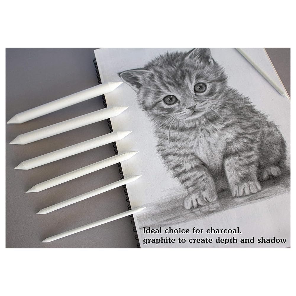 Bloepum 12 PCS Blending Stumps and Tortillions Paper Art Blenders with Sandpaper Pencil Sharpener Pointer for Student Artist