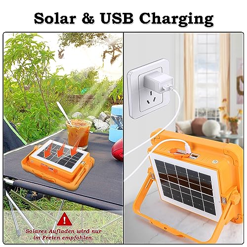 KOLLNIX 100W LED Strahler Akku - Tragbarer LED Arbeitschleucte Baustrahler Akku - Wiederaufladbarer Strahler Solar Power Bank für Camping, Werkstatt, Outdoor, Garage, Keller, Notfall