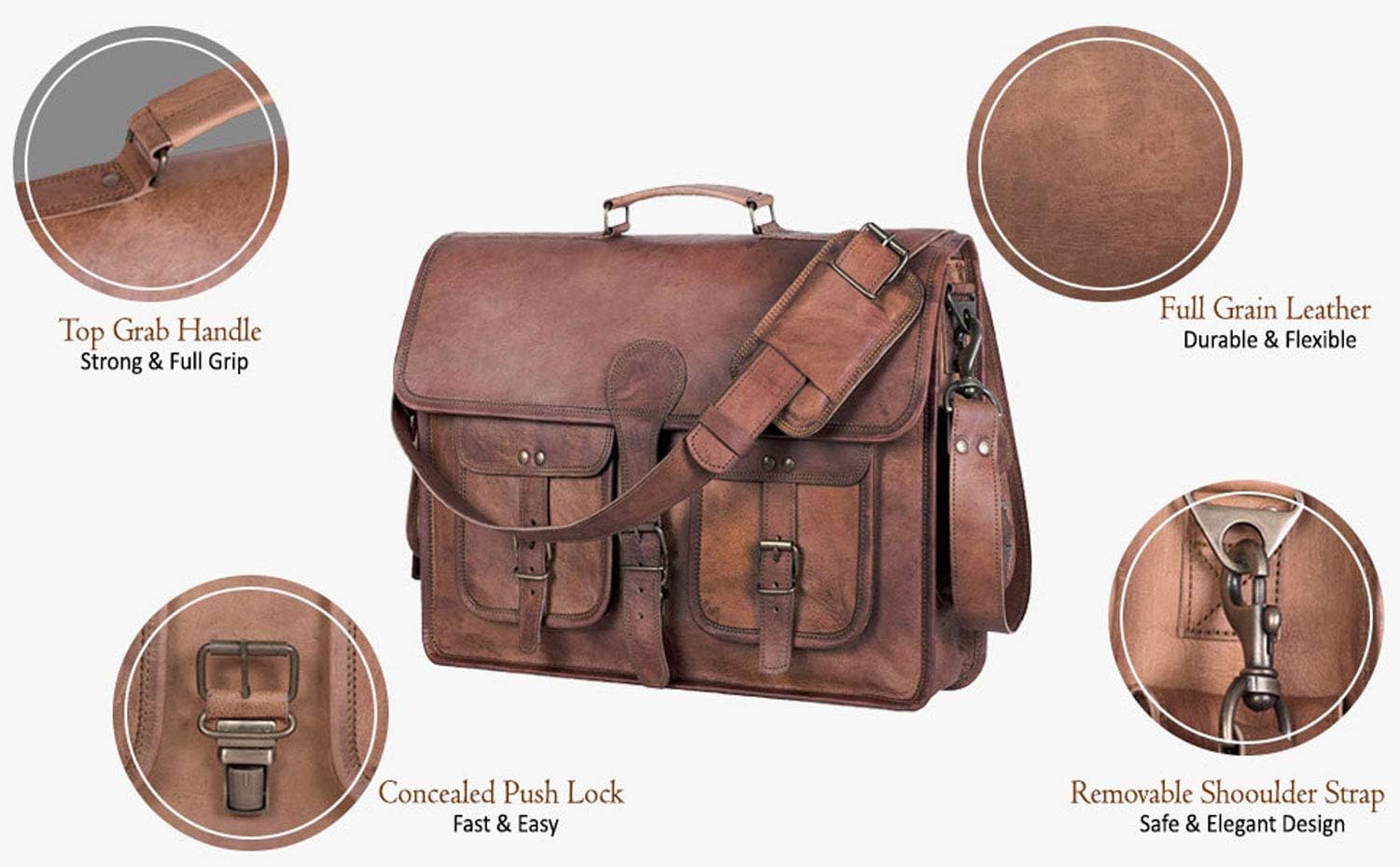 american blue echtes leder umhängetasche laptop aktentasche arbeit schulter crossbody koffer handtasche für männer (18X13X5 Länge X Höhe X Breite)
