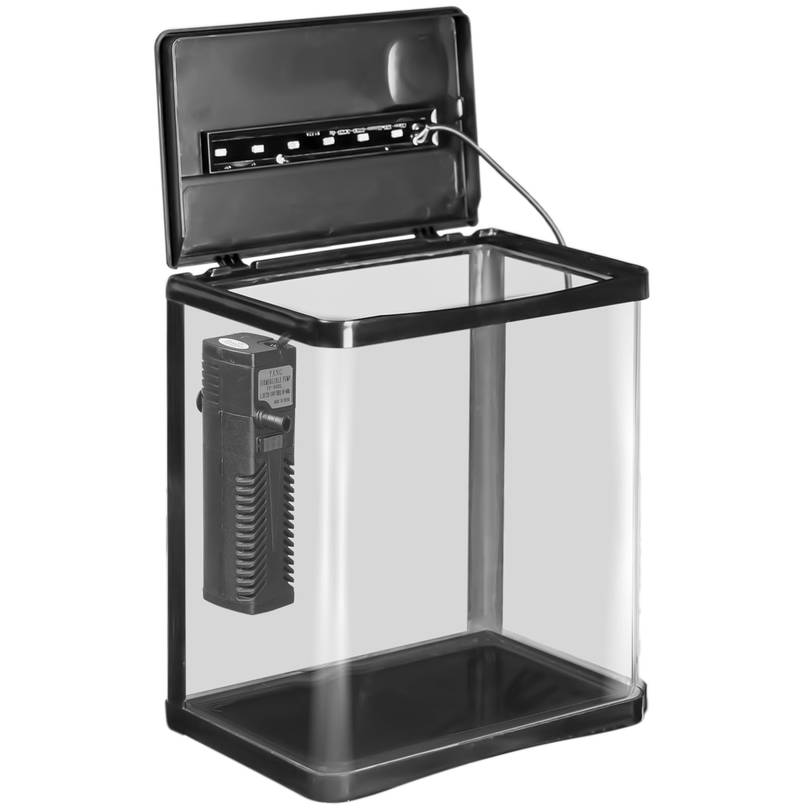 Arona – Elegante Juego de Acuario de 3 litros en Negro – Juego Completo con Filtro, iluminación LED y Cubierta – Ideal para Principiantes, Oficina y hogar