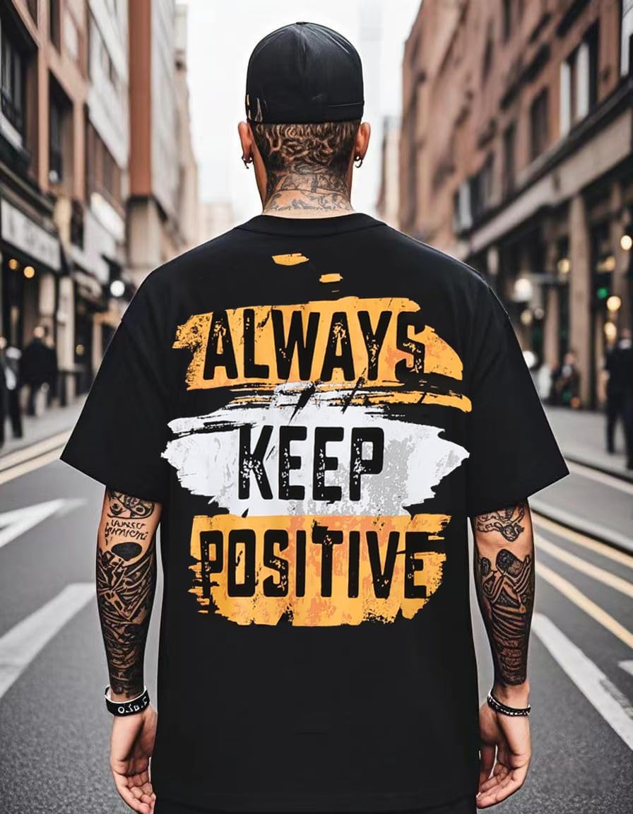 Mens Graphic Tees Vintage Oversized T Shirts for Men Letter Print Casual Crewneck Cotton Top Short Sleeve Streetwear, Black - Image 3