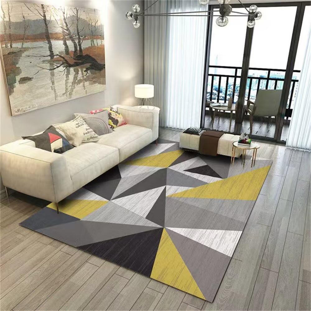 Moquette salon jaune rectangulaire gris 140x200 cm grand tapis salle a manger lavable