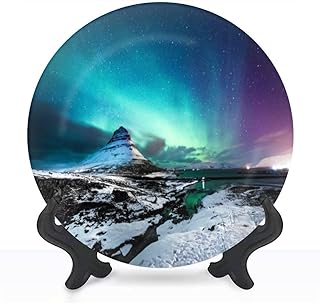 Decorative Plates for Display 8" Mount Iceland a Man Ceramic Ornament with Display Stand and Hook Up for Wall Decor Hanging Festival Wedding Gift
