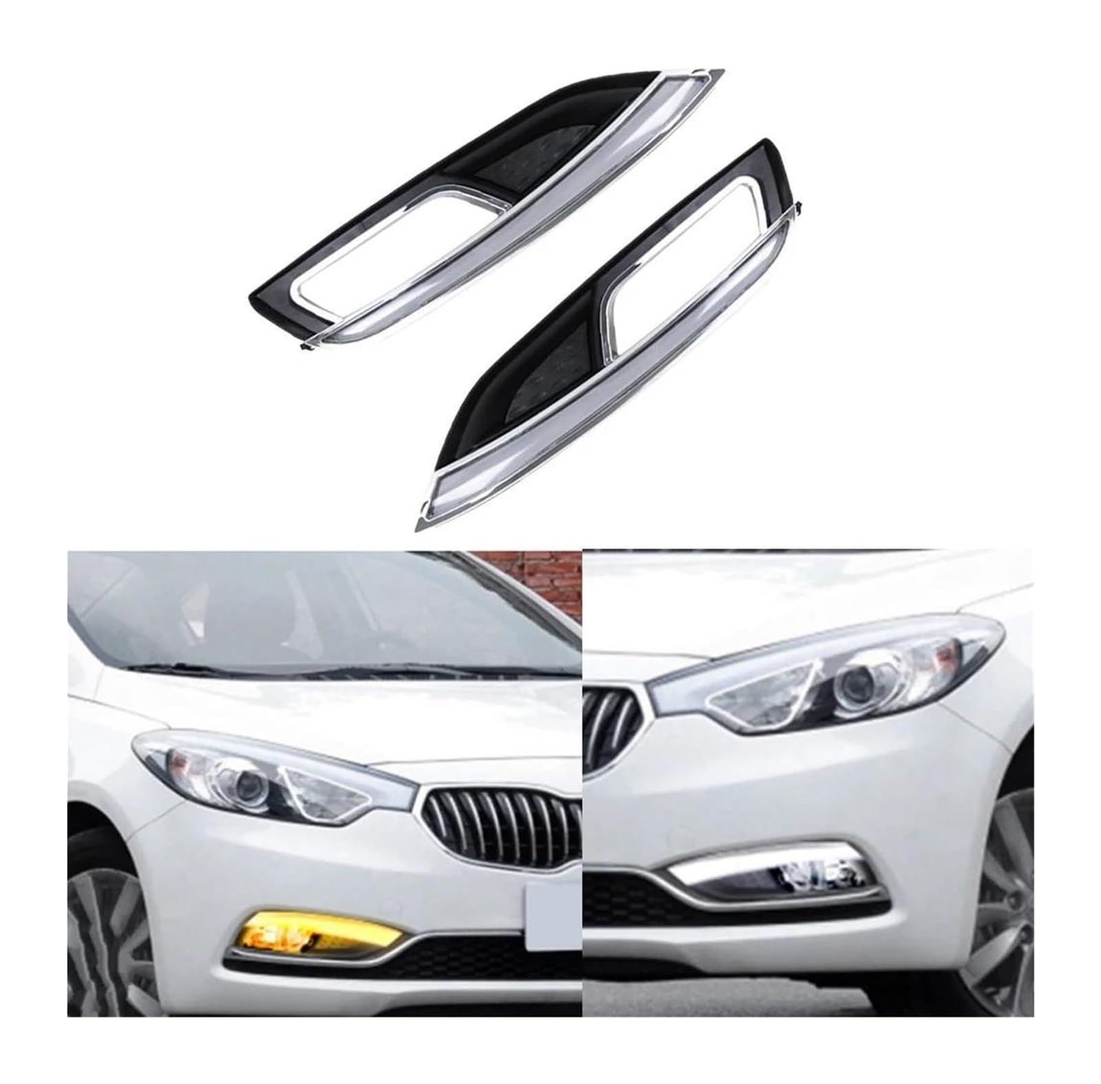 Freccia Auto Per Kia K3 Per Forte 2013 2014 2015 DRL Luci Diurne Fendinebbia Con Indicatore Direzione 2 Pezzi