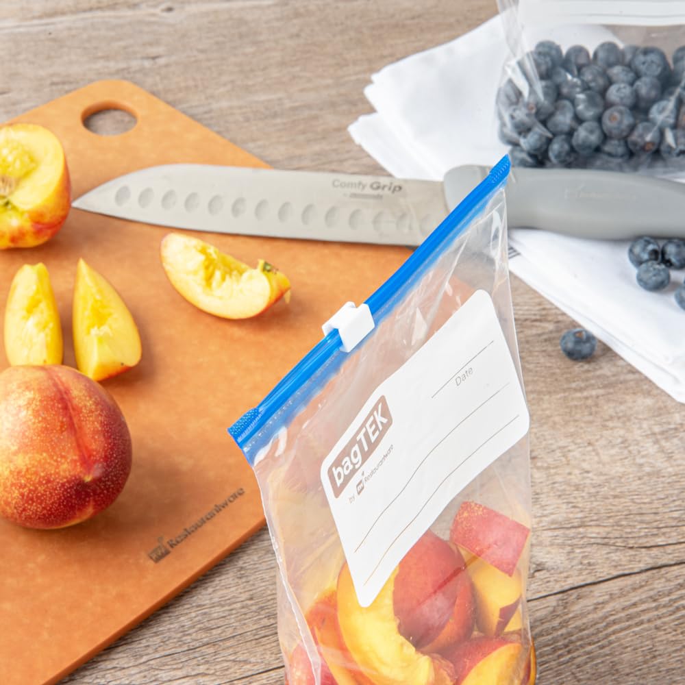 Bag Tek - Bolsas deslizantes para congelador de 1 cuarto de galón, 25 bolsas desechables con cremallera - Cremallera deslizante, parte inferior expandible, bolsa de plástico 6
