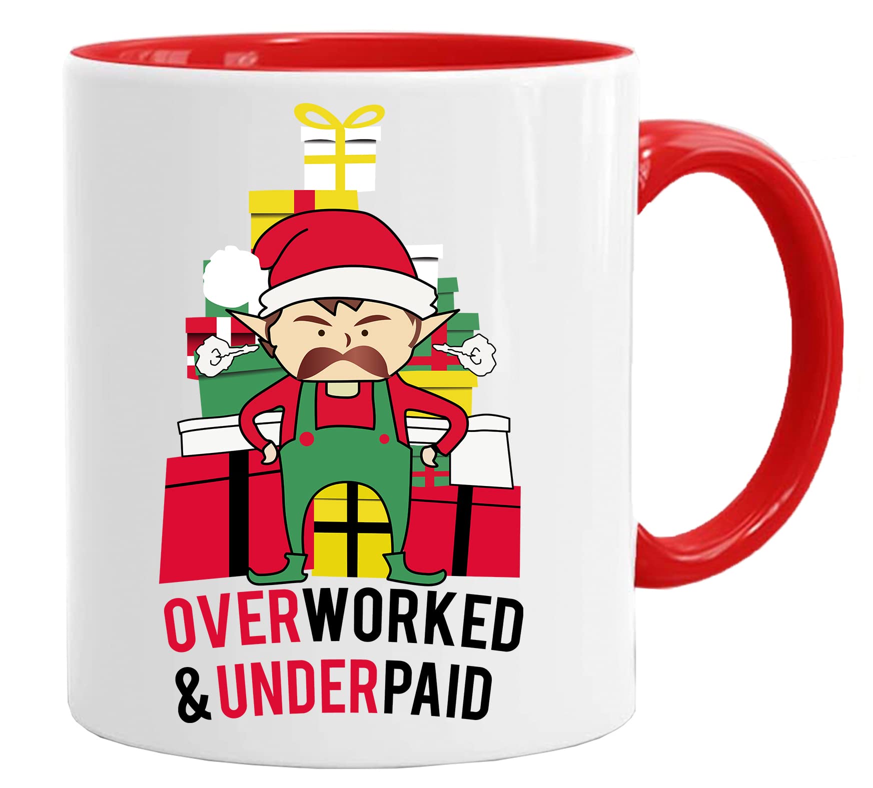 Acen Merchandise Women's Elf Christmas Mug | Reindeer Coffee Mug | Novelty Xmas Tea Latte Cappuccino Cups | Festive Design Mugs | Santa Chrismtas Mug | Secret Santa Gift | Gifts For | Secret Santa Gifts (Elf)