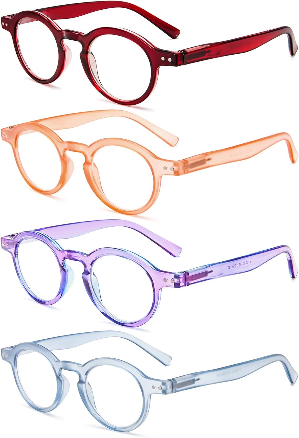 KoKoBin 4-Pack Small Round Reading Glasses Comfortable Readers Colored Stylish Frame for Women - Image 3