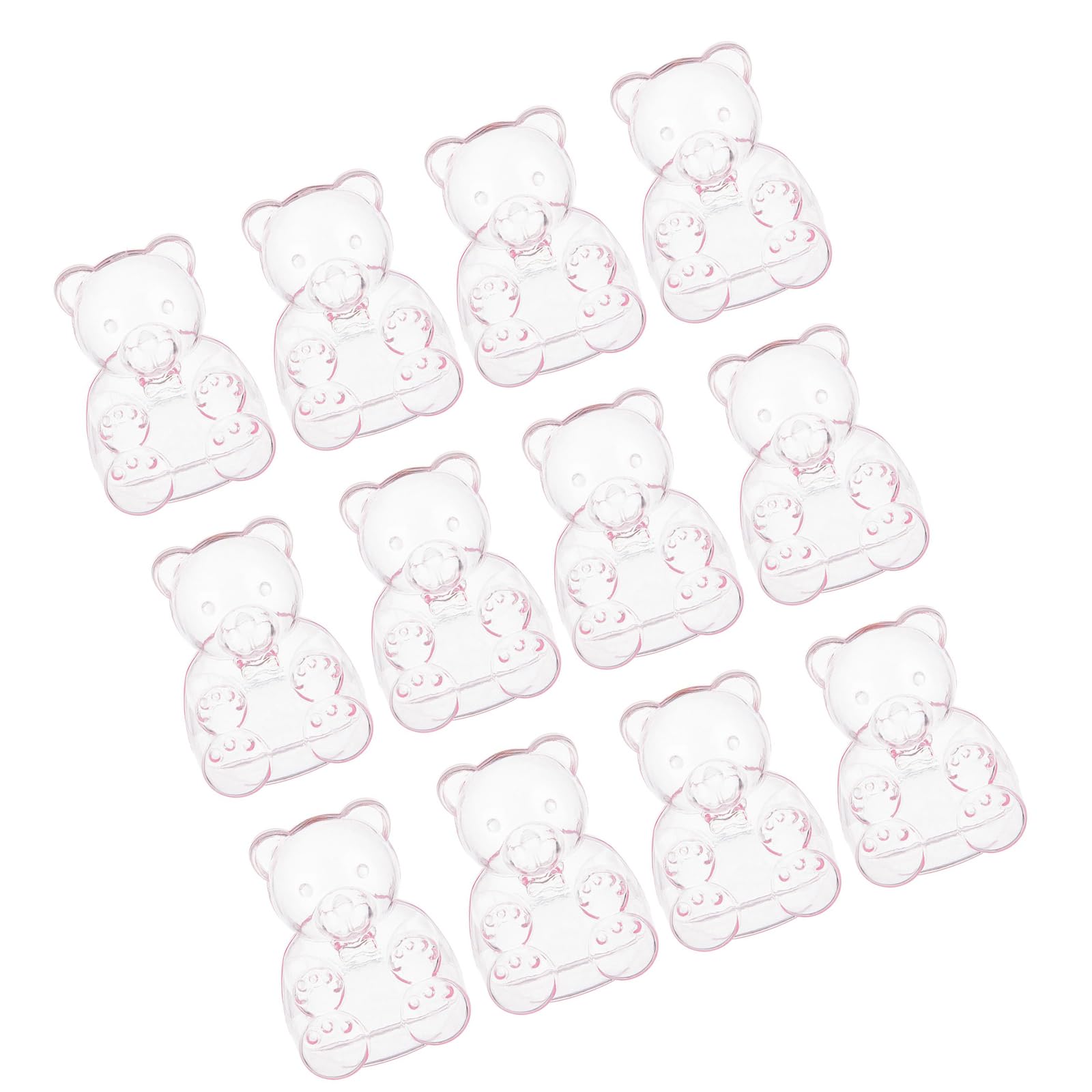 Tsophreniq 12Pcs Bear Themed Boxes for Sweets and Gift Clear Storage Container for Wedding Candy Elegant Jewelry Packaging Box Portable Candy Case