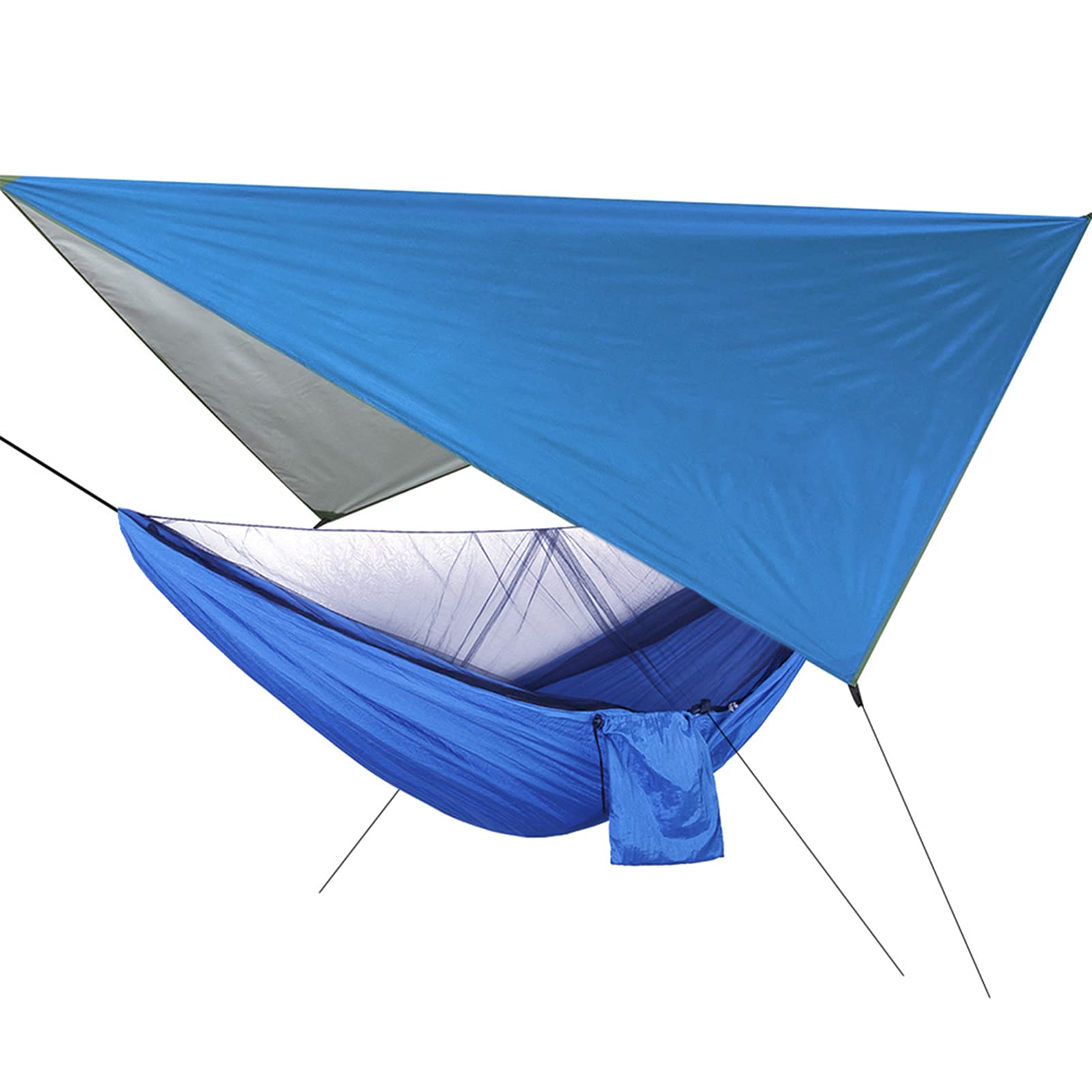 Cocoarm Amaca Amaca Portatile con Tessuto in Nylon e Zanzariera in Poliestere Carico da 300 Kg Tettuccio Antipioggia con Doppia Cerniera per Campeggio Viaggi Cortile Giardino Adulti (Cielo blu con