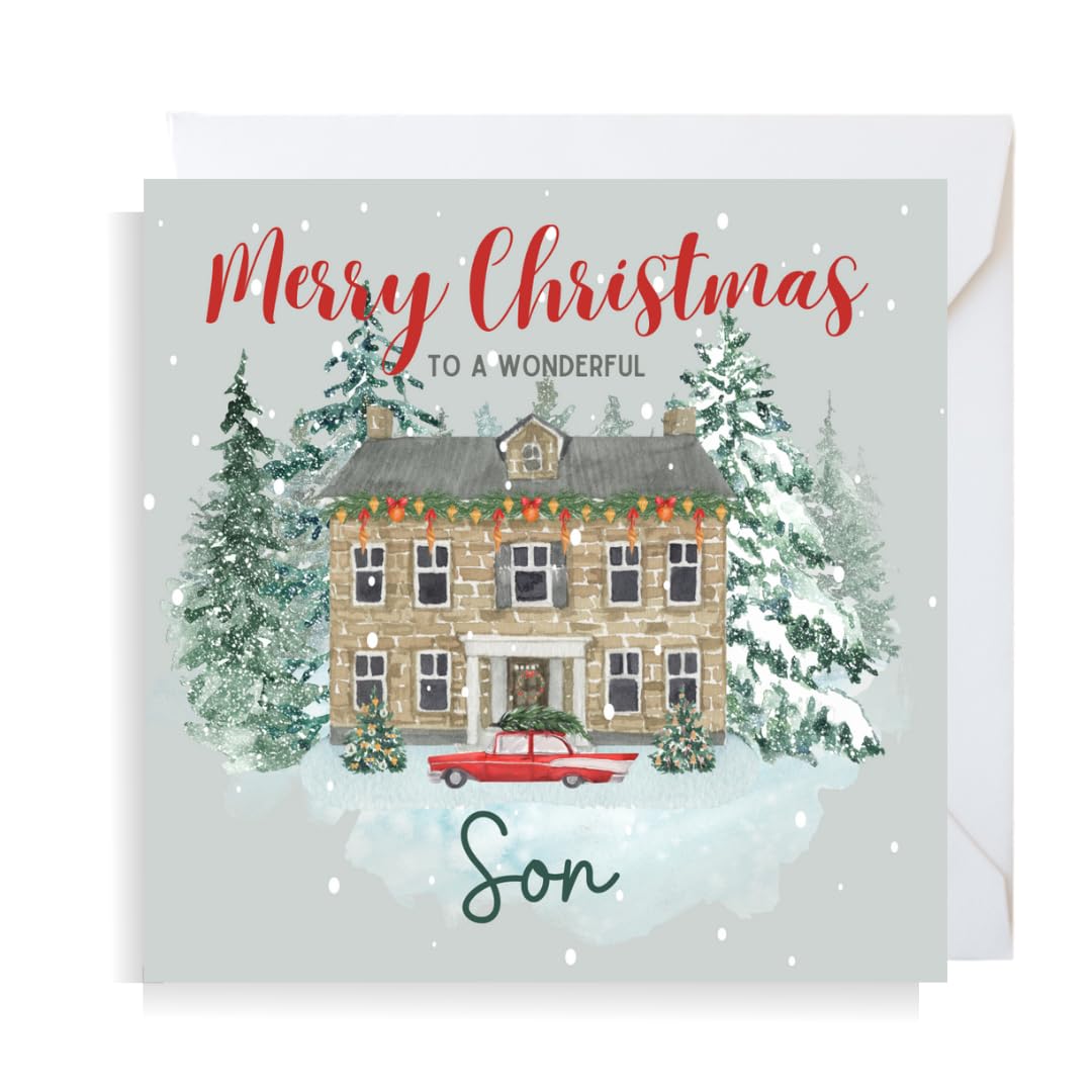 Carte De Voeux Carrée De Modèle D'illustration Plate De Noël Et Bonne