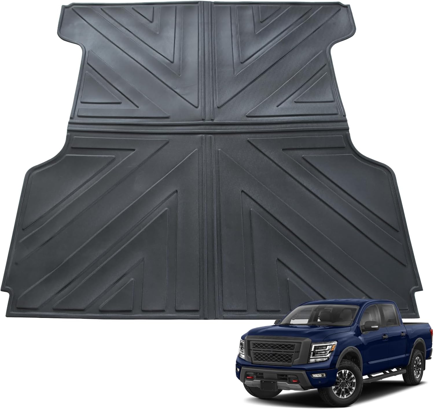 Heavy-Duty Truck Bed Mat Compatible with 2004-2024 Titan Accessories 5.5Ft, Vehicle Bed Mat TPE Liner, All-Weather Protection Rear Cargo Mats
