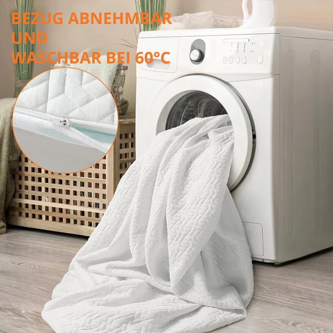 Memory Gel Matratzenauflage mit Atmungsaktivem Double Jersey Bezug, Anti-Rutsch Unterseite, Spannbänder für Matratzen bis 30 cm (140x200cm)